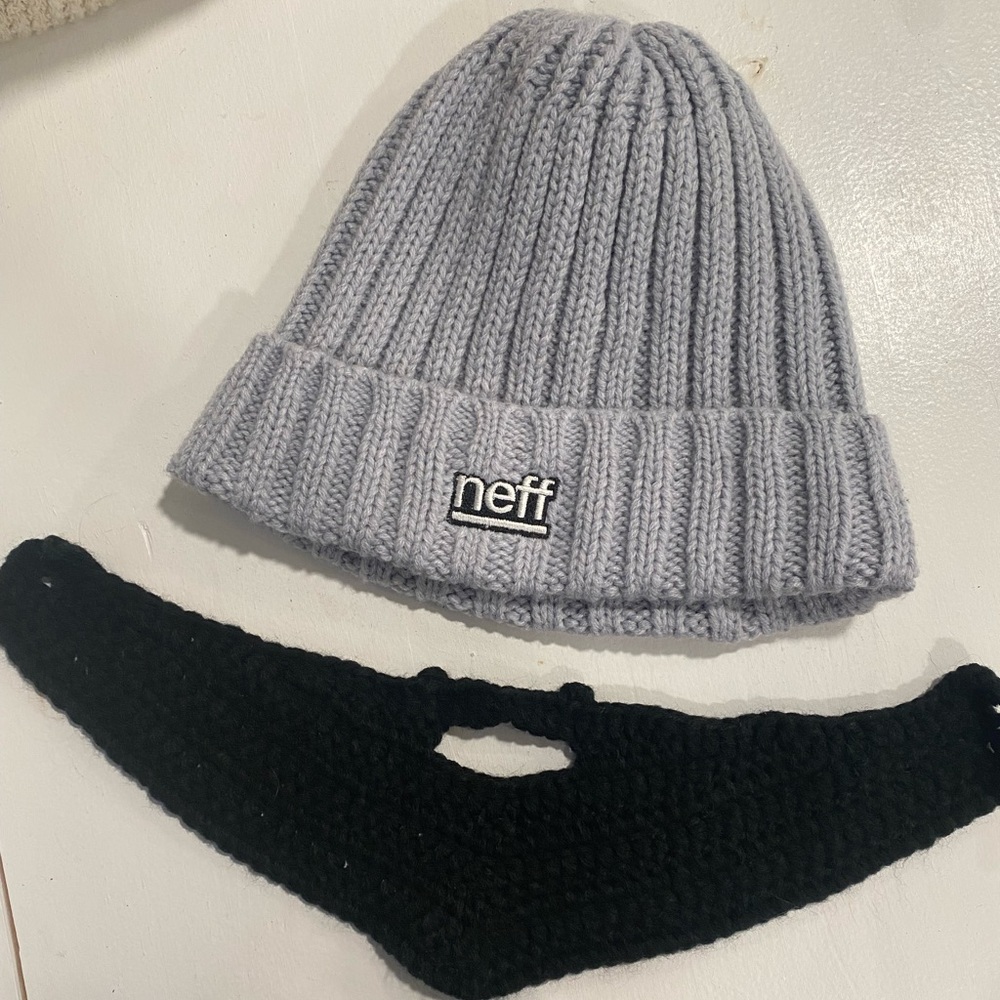NEFF knit hat removable beard